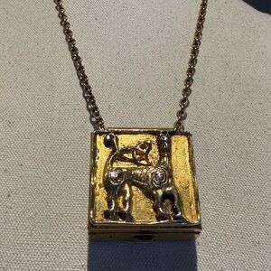 Pill Box Gold Zodiac Pendant Necklace